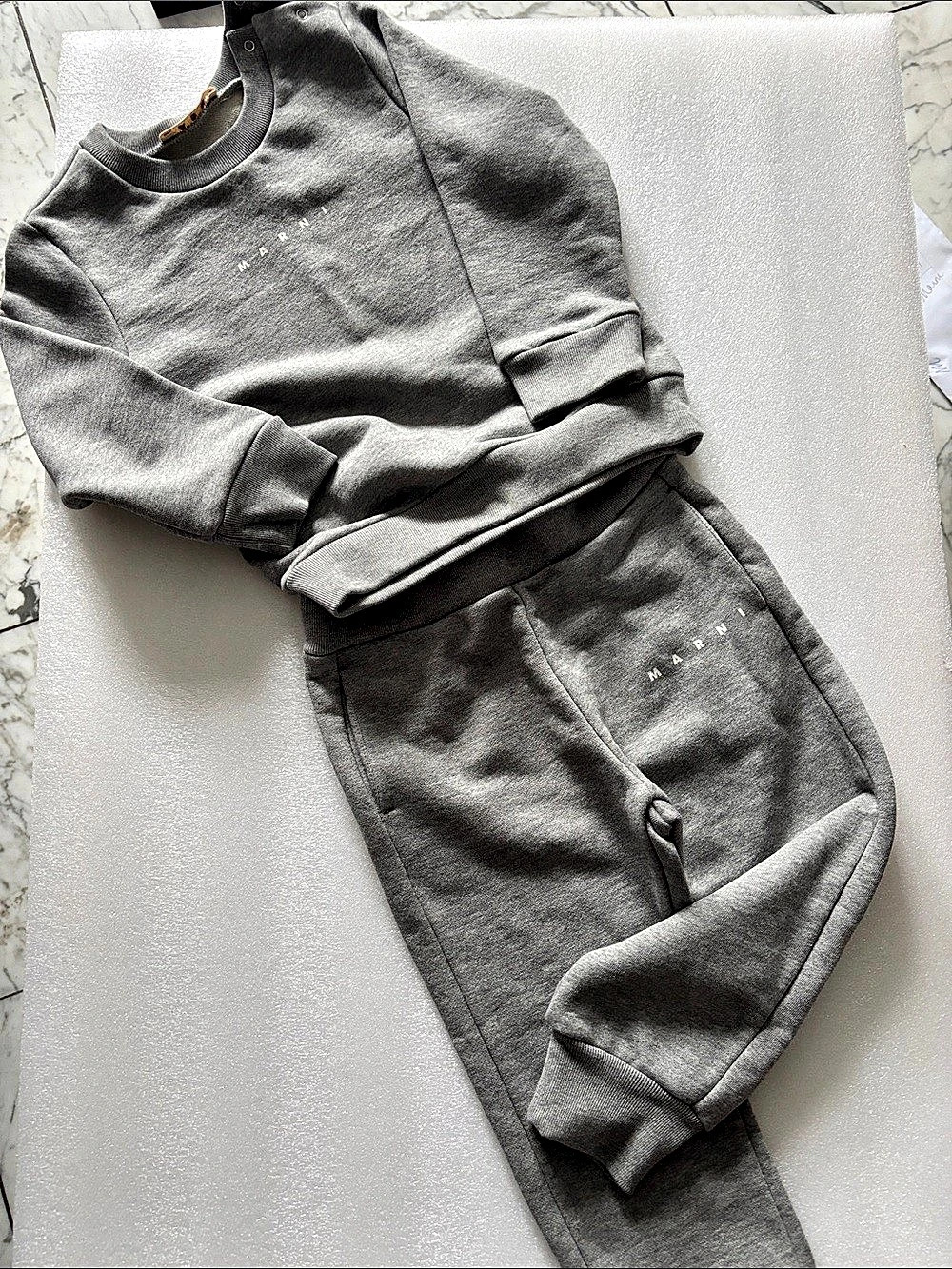 Marni Kids Logo Sweatshirt and Joggers Set Gray